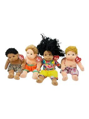 TY Beanie Baby Kids Plush Lot 4 Buzz Boomer Rascal Calyspso Vintage Dolls 1990s